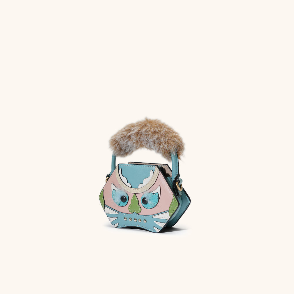side view of the bampo tiger pop mini purse