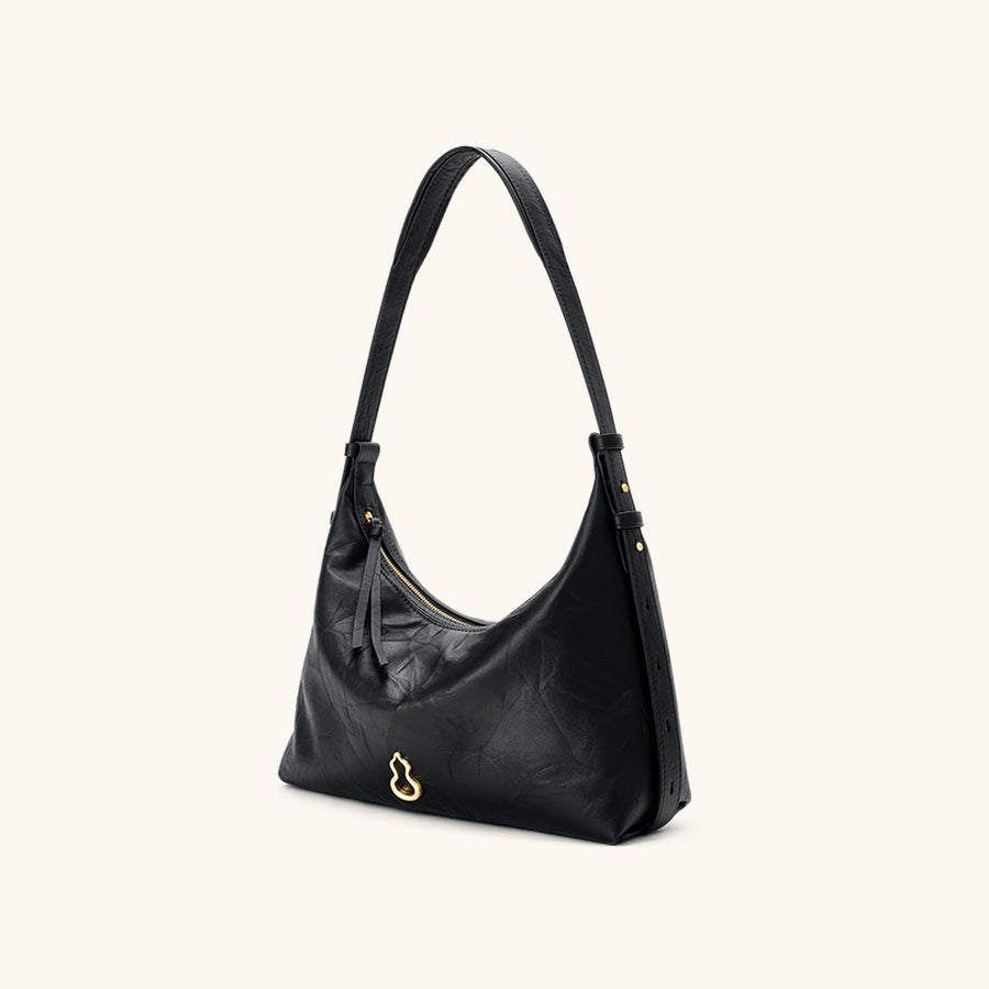 Bampo Medium Glow Hobo (Dong Hand-Crinkled Texture)
#color_glossy-black