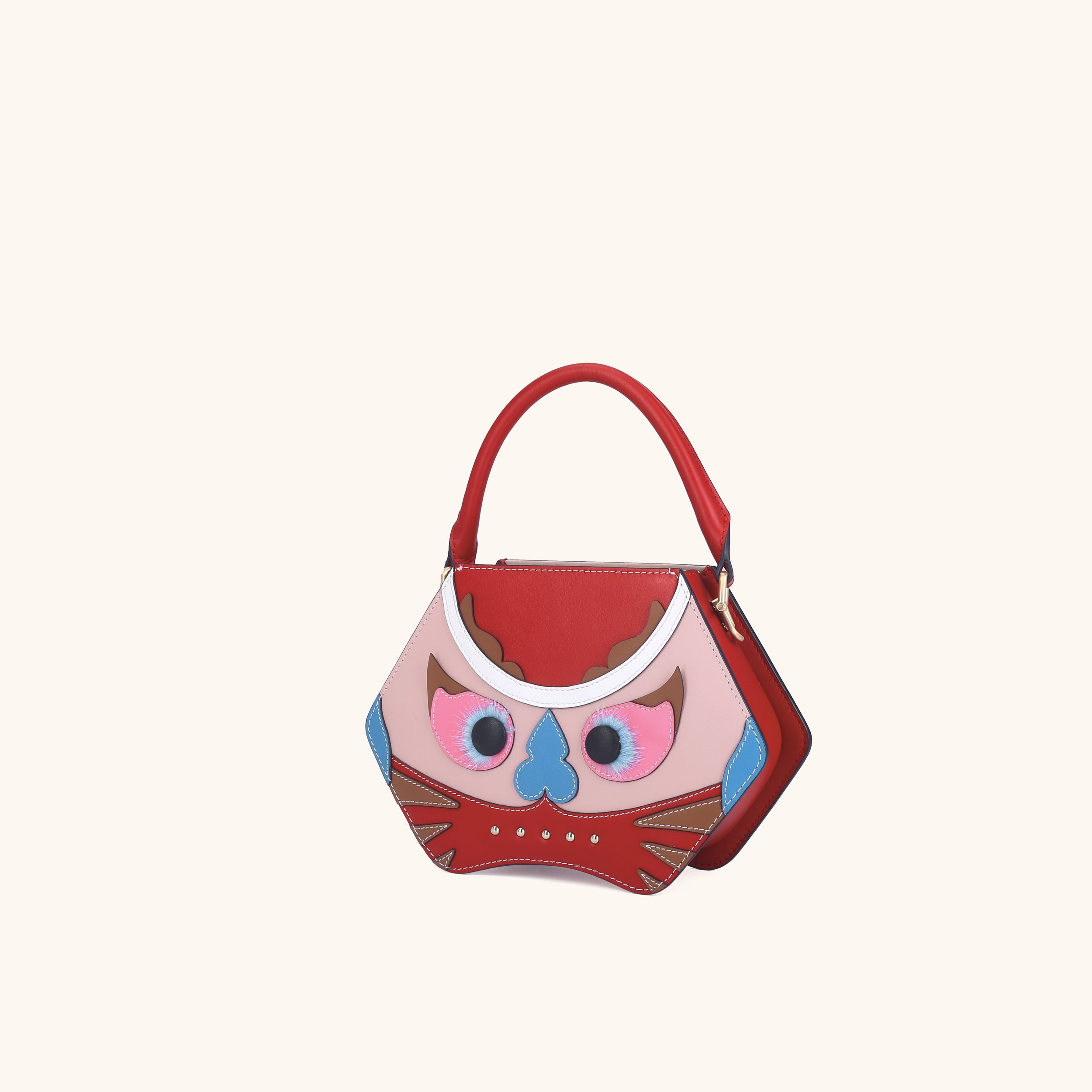 Side View of the Bampo tiger pop small purse in red