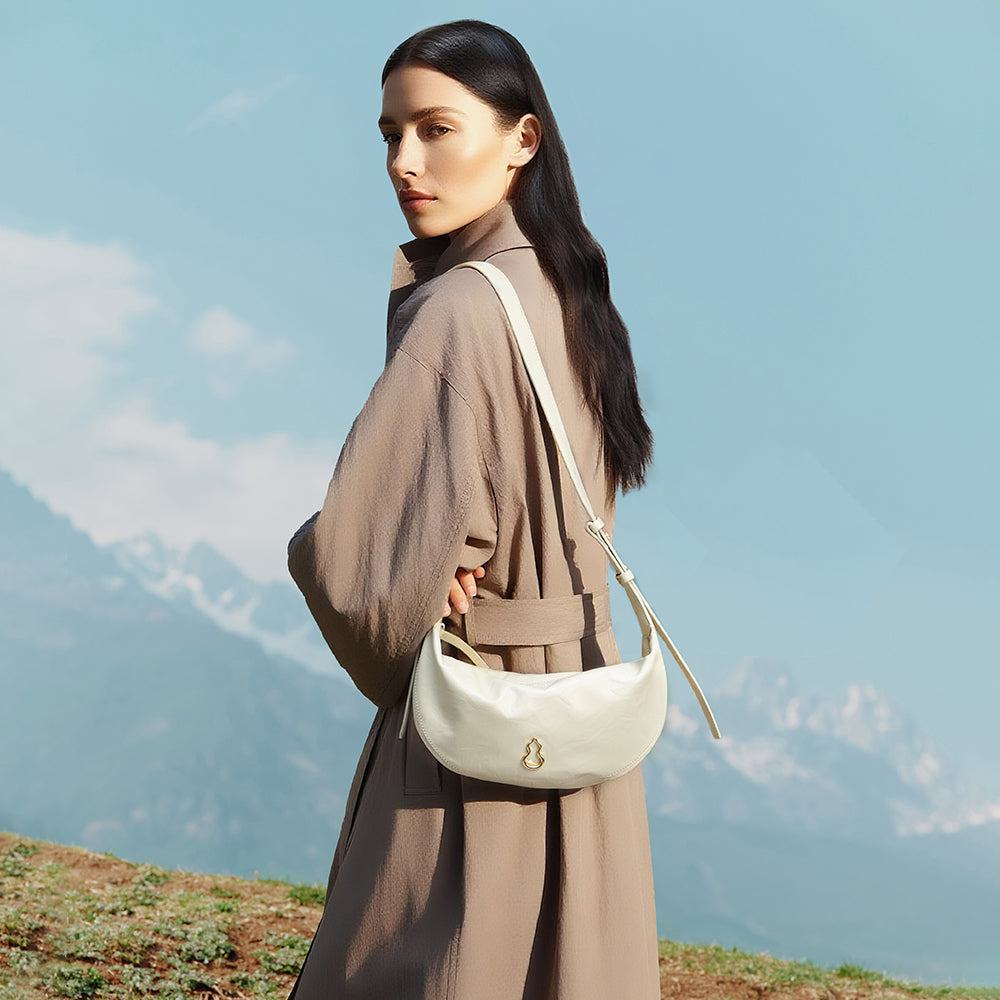 Bampo Crescent Shoulder Bag on Model 4