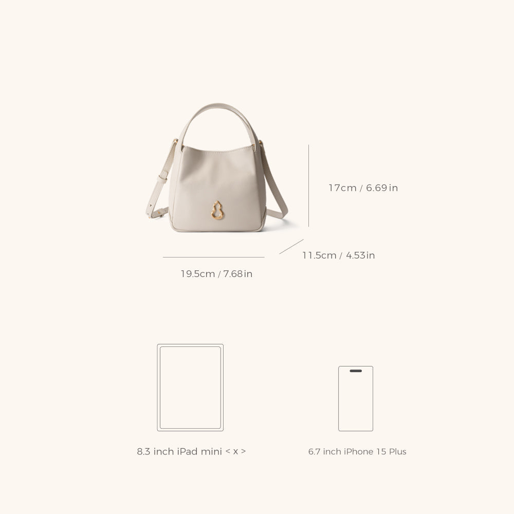 Dimensions of the Bampo Harmony Bucket Bag