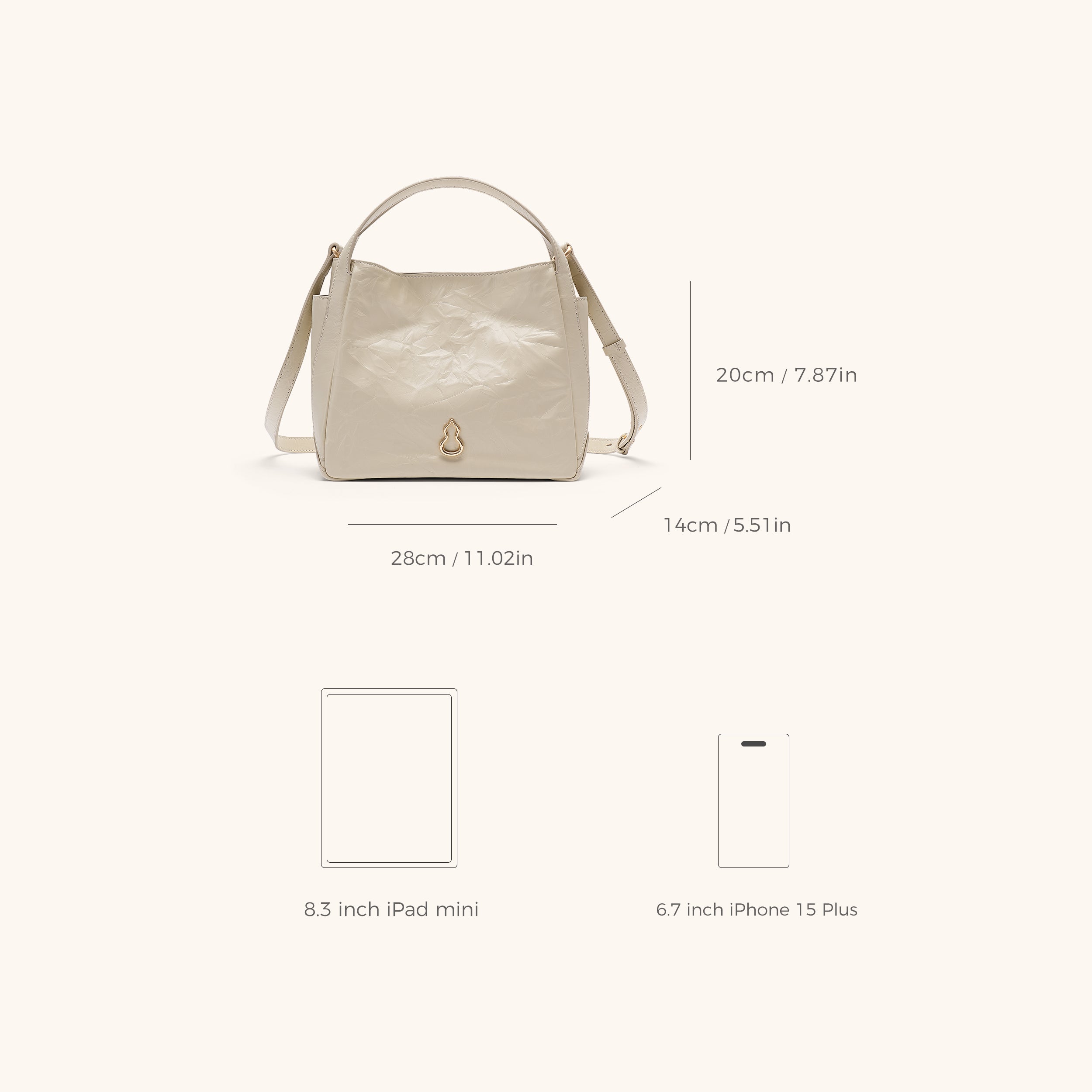 Dimensions of the Bampo Harmony Tote (Texture Version)