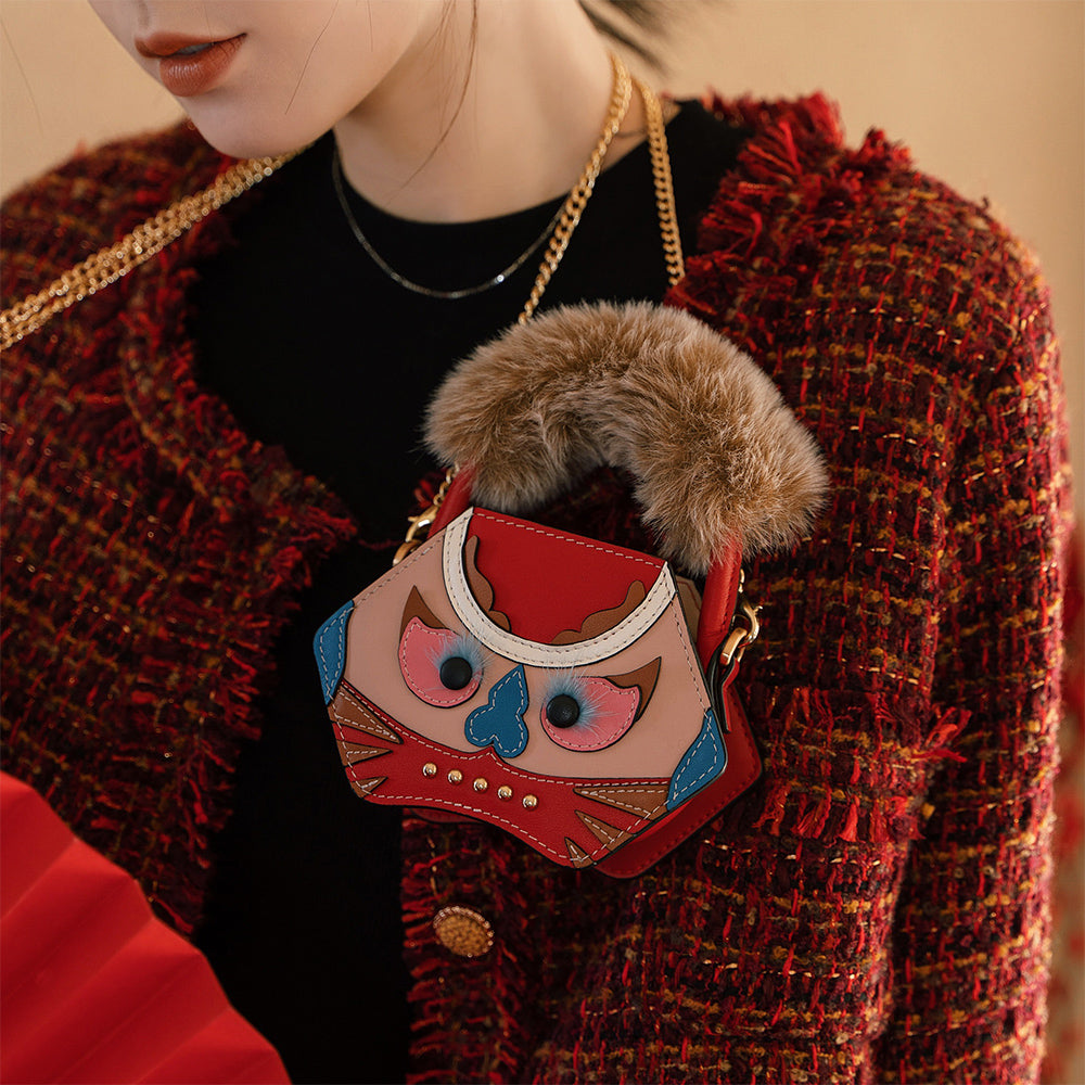 Bampo Tiger Pop Mini Purse in Red on Model 1#color_red
