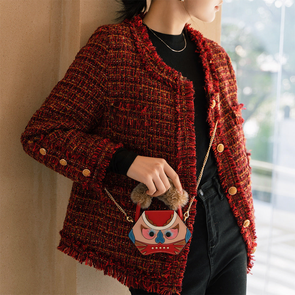 Bampo Tiger Pop Mini Purse in Red on Model 2#color_red