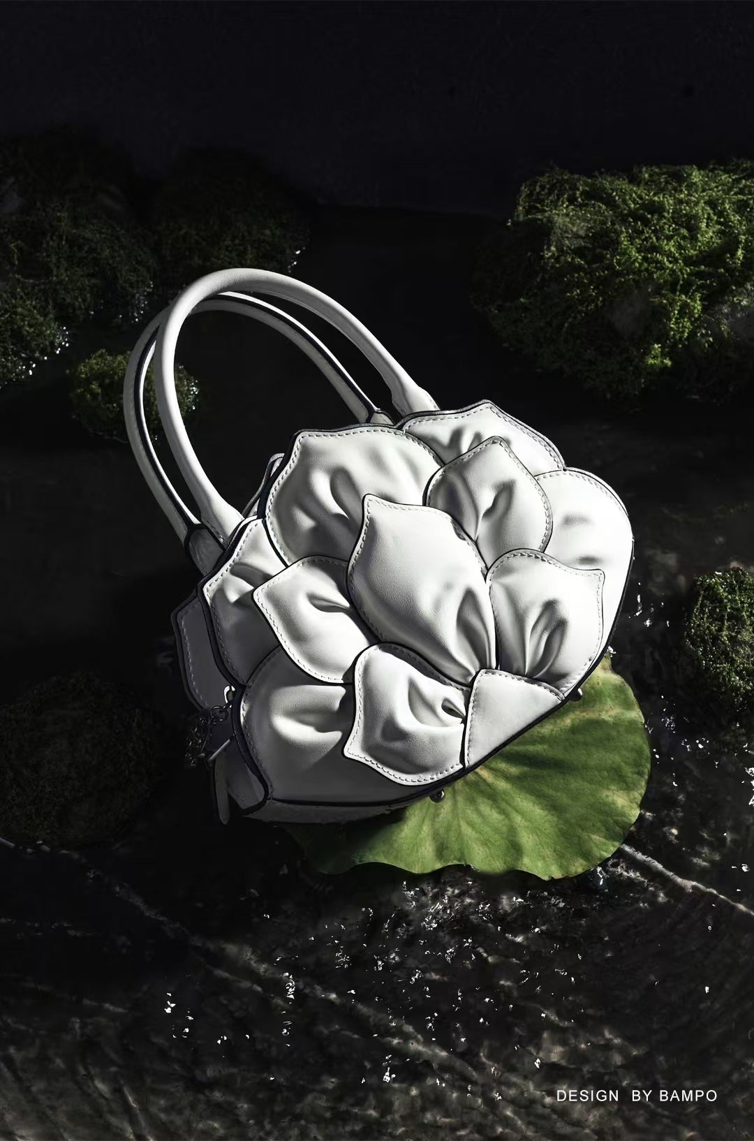 Bampo Lotus Handbag in White