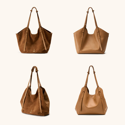 Back View of the Bampo Fulfill Double Faced Suede Tote