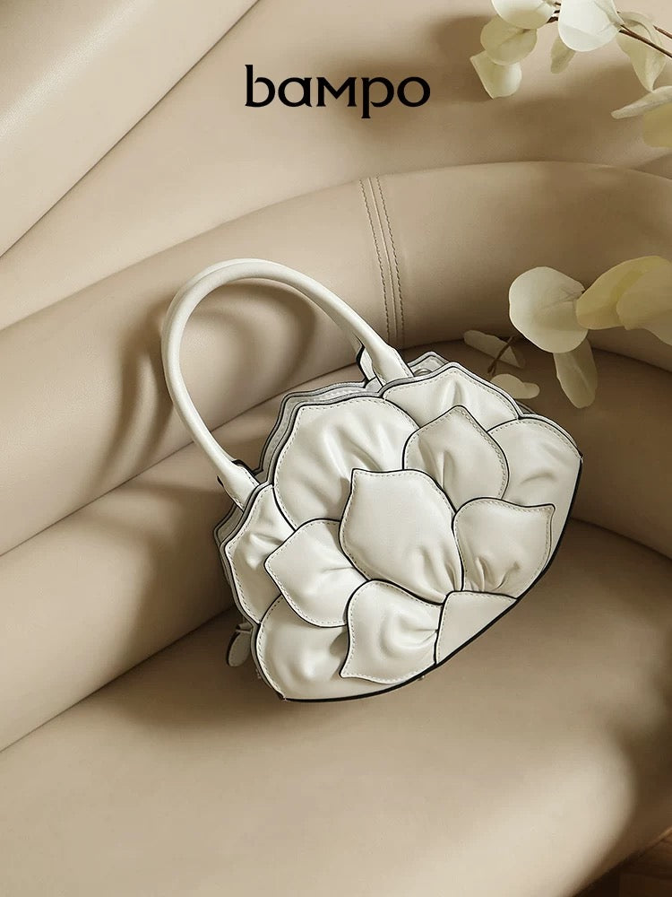 Lotus Top-Grain Leather Small Handbag & Crossbody Bag <Blossom>