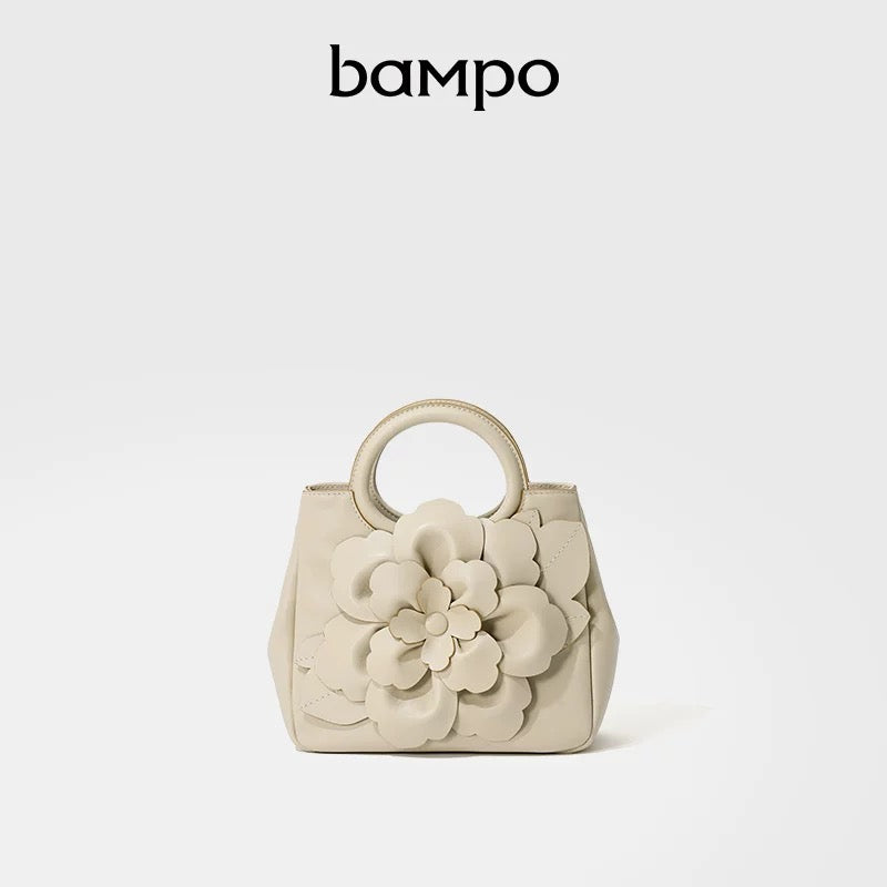 Peony Top-Grain Leather Small Handbag & Crossbody Bag <Blossom>