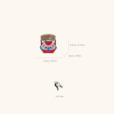 Dimensions of the Bampo tiger pop mini purse in red