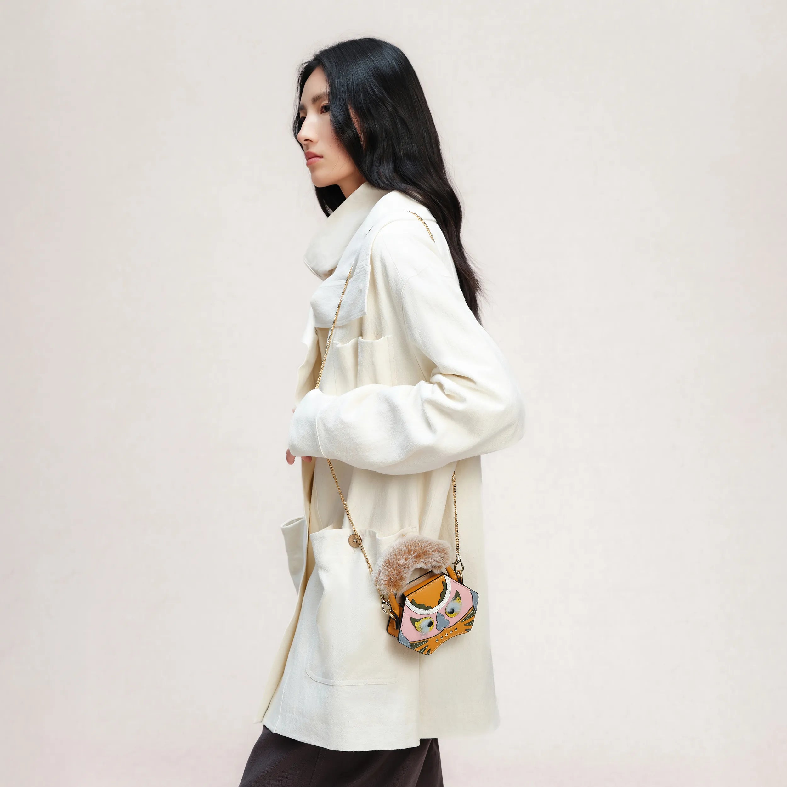 tiger pop mini purse in yellow | Bampo