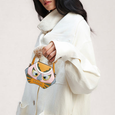 Bampo tiger pop mini purse in yellow on Model 5