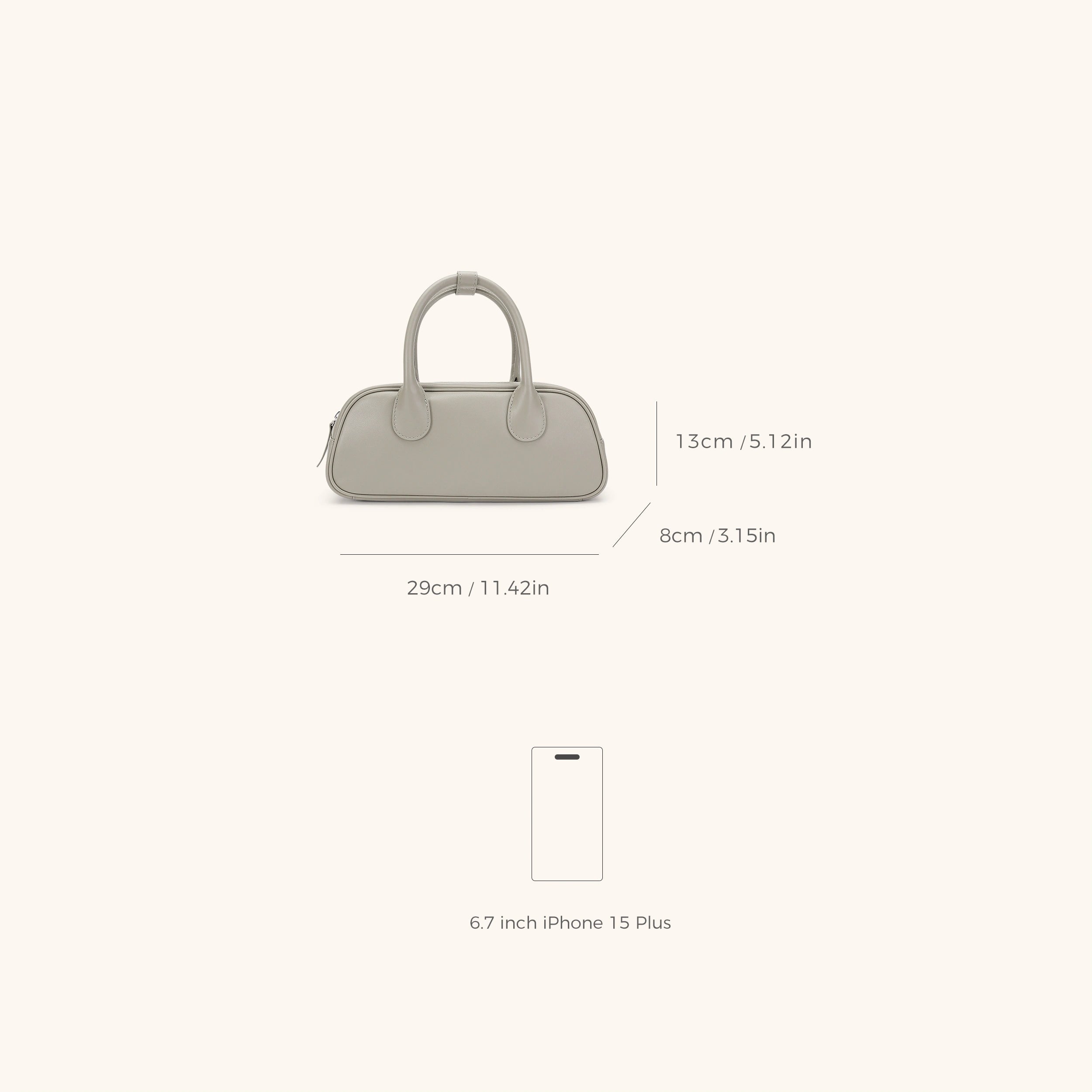 Dimensions of the Bampo Baguette Bag