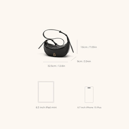 Dimensions of the Bampo Crescent Shoulder Bag