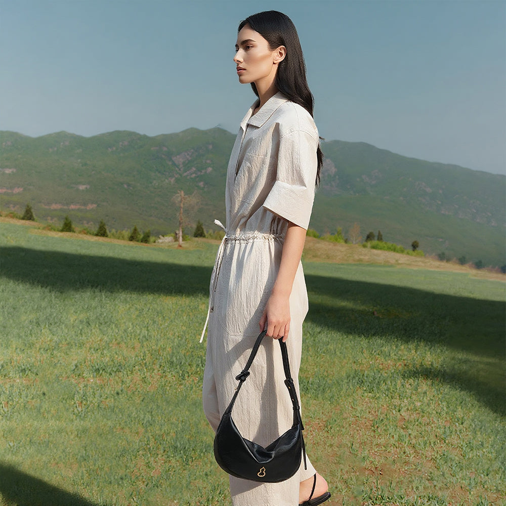 Bampo Crescent Shoulder Bag on Model 5