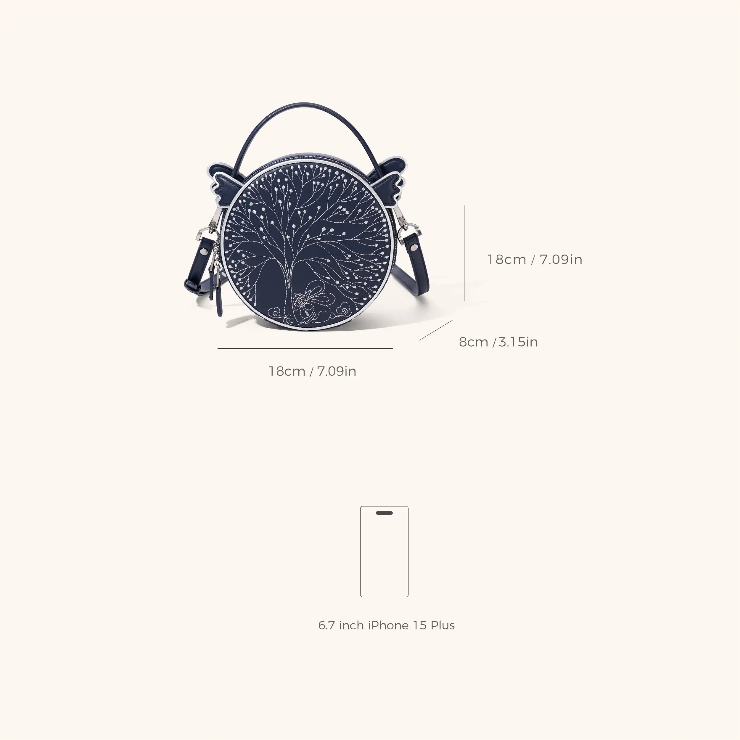 Fairyland small dark blue leather handbag | Bampo