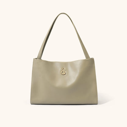 Large land tote leather bag in gray | Bampo