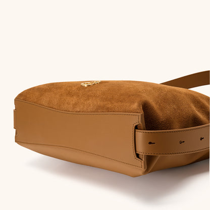 Leather of the Bampo Medium Flow Hobo double faced suede