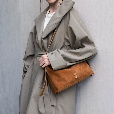Bampo Medium Flow Hobo on Model 1 double faced suede
