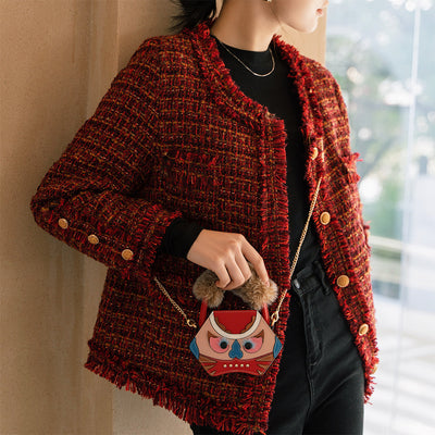Bampo Tiger Pop Mini Purse in Red on Model 2#color_red