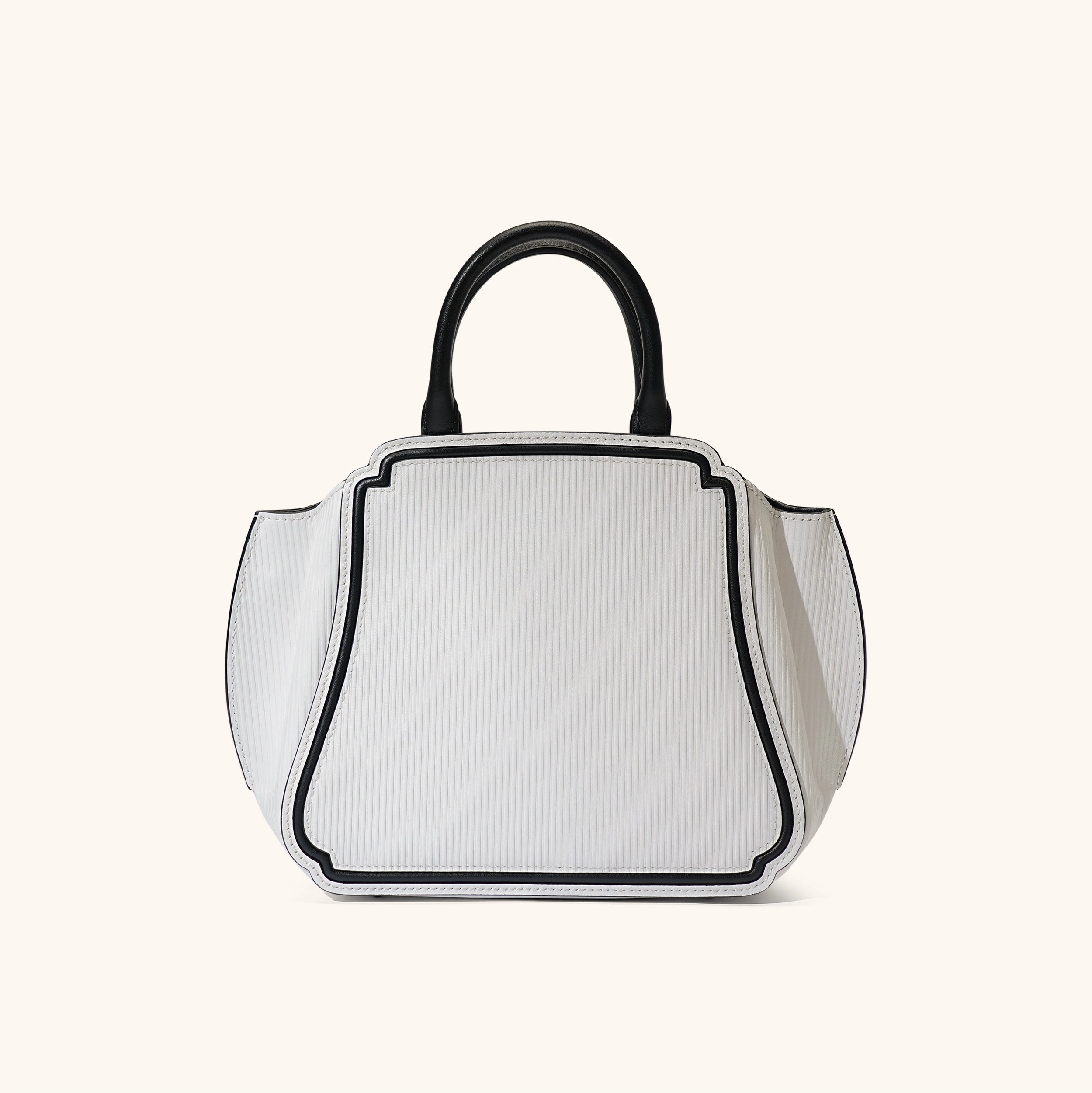 Medium white and black leather handbag | Bampo Blank Space