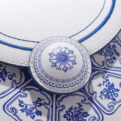 Details of the Bampo blue and white porcelain handbag