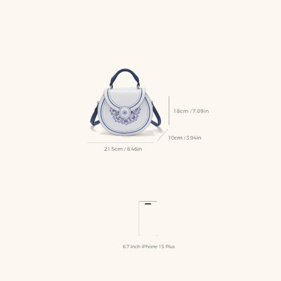 Dimensions of the Bampo blue and white porcelain handbag