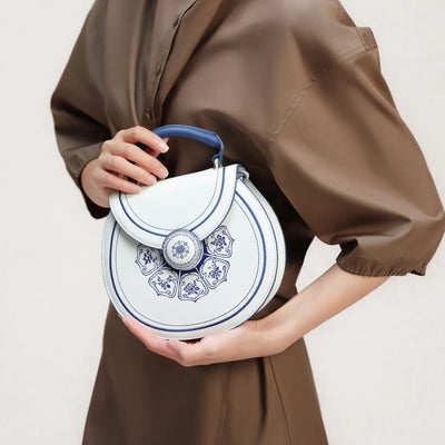 Bampo Blue and White Porcelain Handbag on model 1