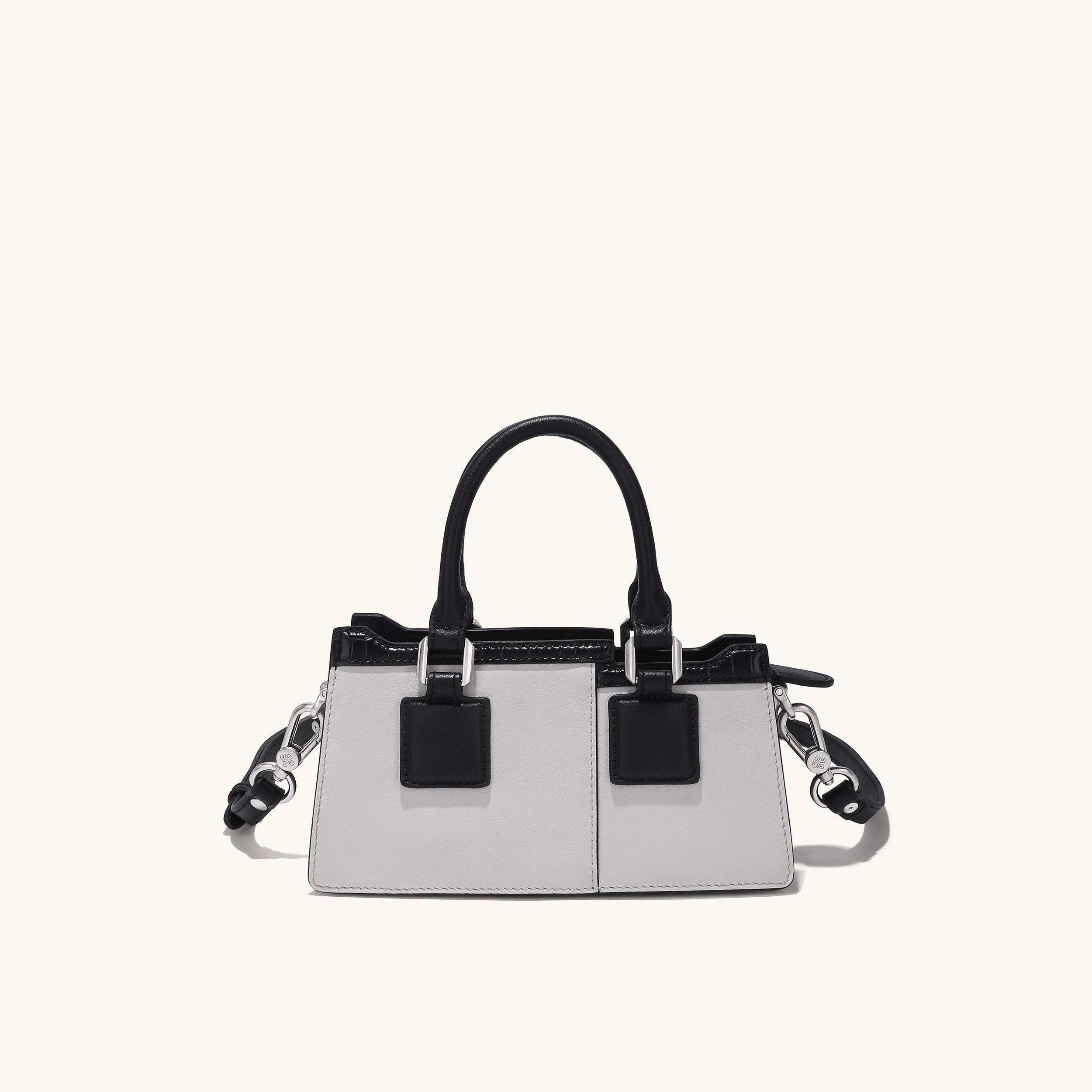 Black and white leather handbag | Bampo Garden of Pleasance